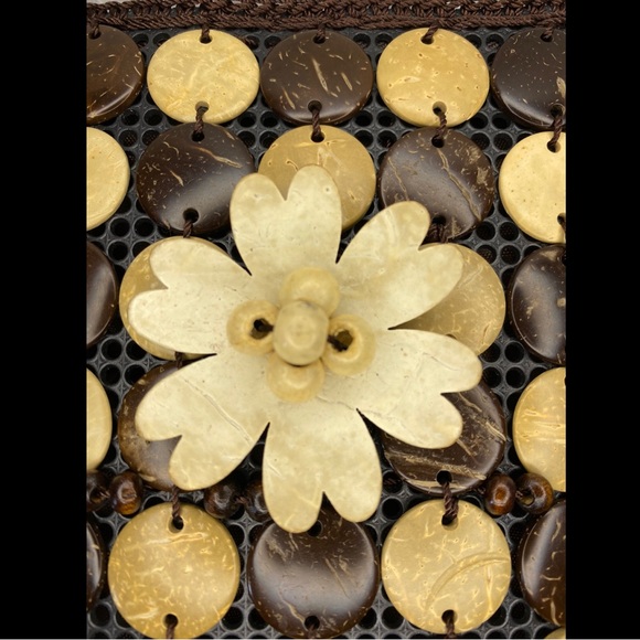 Natural Coconut Shell Handmade Crossbody Purse Hawaiian Sling Bag NWT - Picture 7 of 14